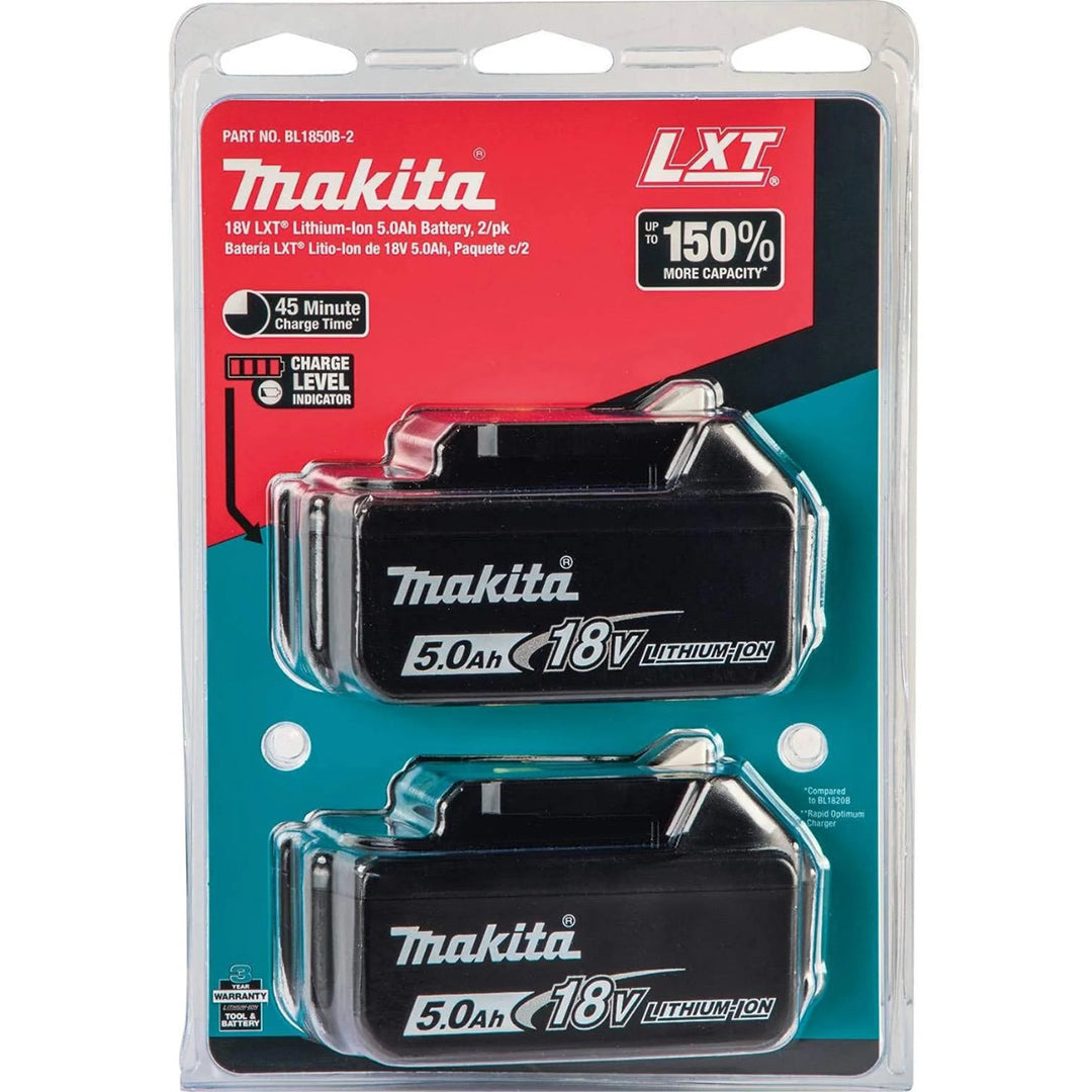 2x Makita BL1850B 18V LXT 5.0Ah Li-Ion Batteries – Authentic UK Version
